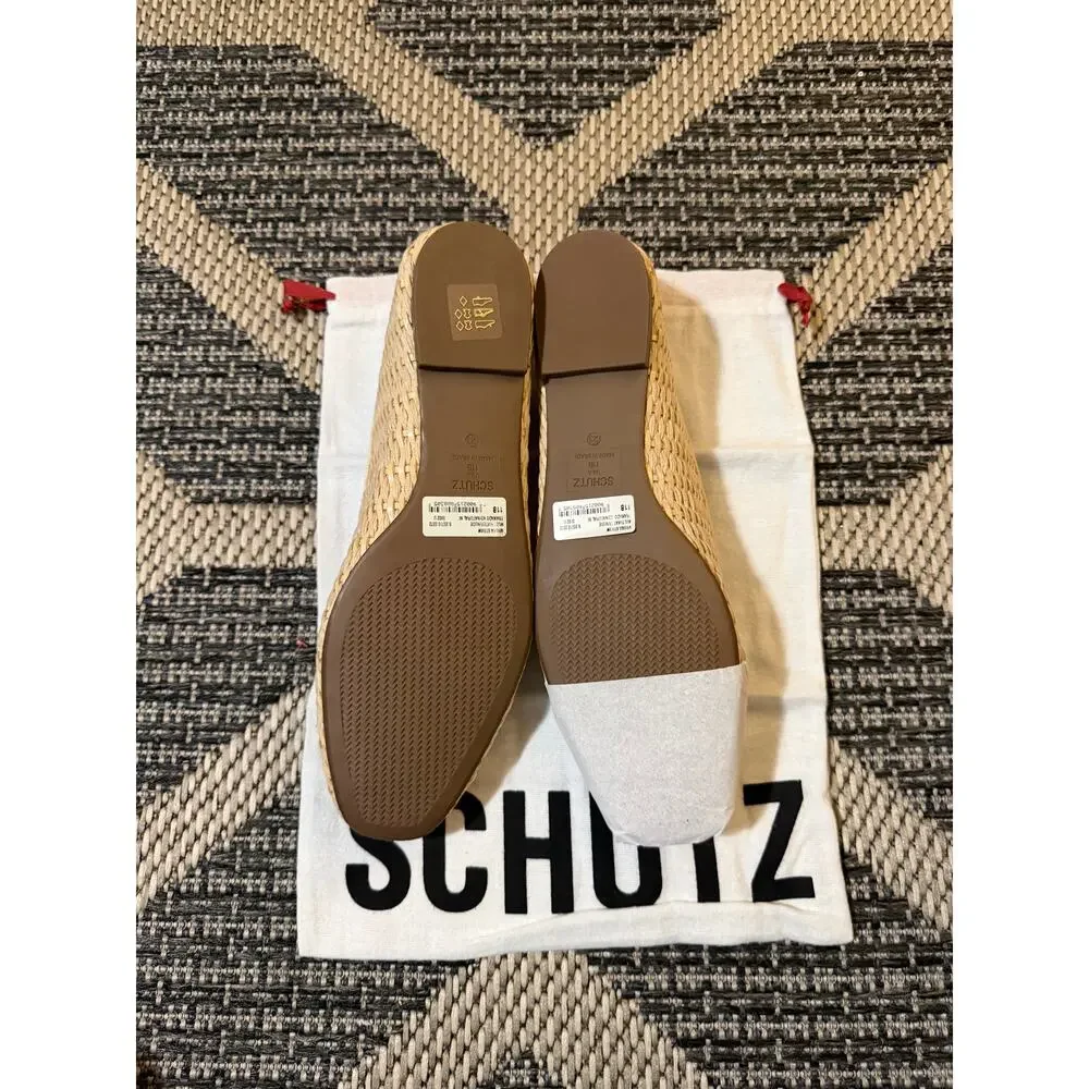 Schutz Arissa Woven Straw Bow Flats Womens Size 11B